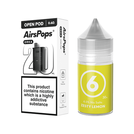6 Zesty Lemon AirsPops ORKA Refillable Pod & 313 E - Liquid Bundle | Airscream AirsPops | Shop Buy Online | Cape Town, Joburg, Durban, South Africa