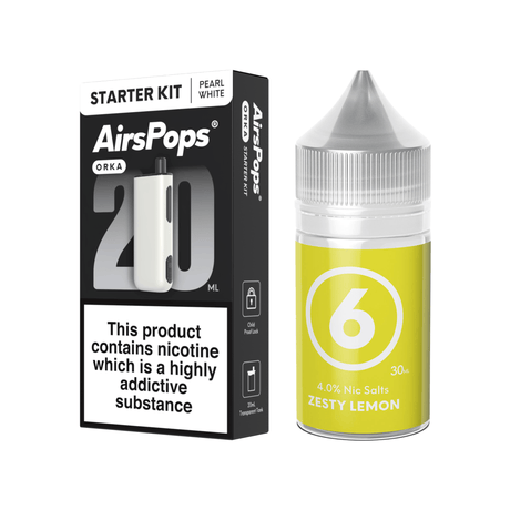 6 Zesty Lemon Pearl White AirsPops ORKA Device & 313 E - Liquid Bundle | Airscream AirsPops | Shop Buy Online | Cape Town, Joburg, Durban, South Africa