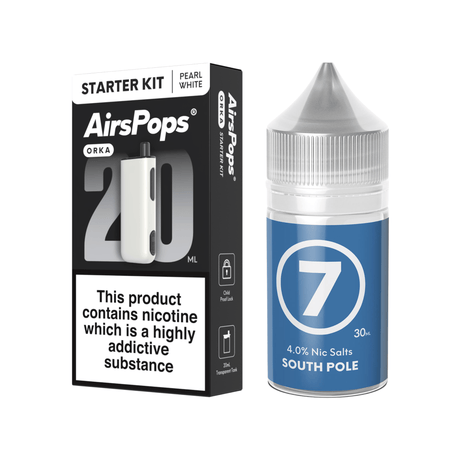 7 South Pole Pearl White AirsPops ORKA Device & 313 E - Liquid Bundle | Airscream AirsPops | Shop Buy Online | Cape Town, Joburg, Durban, South Africa