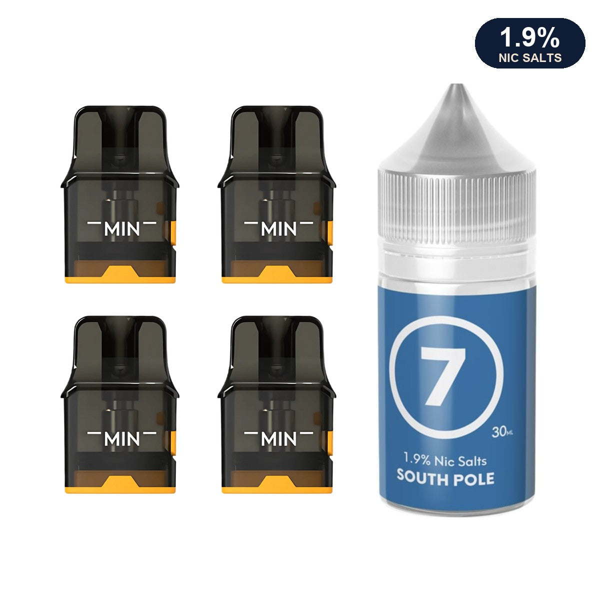 Four AirsPops Pro II / Pro LITE refillable pods with 313 South Pole 1.9% e-liquid