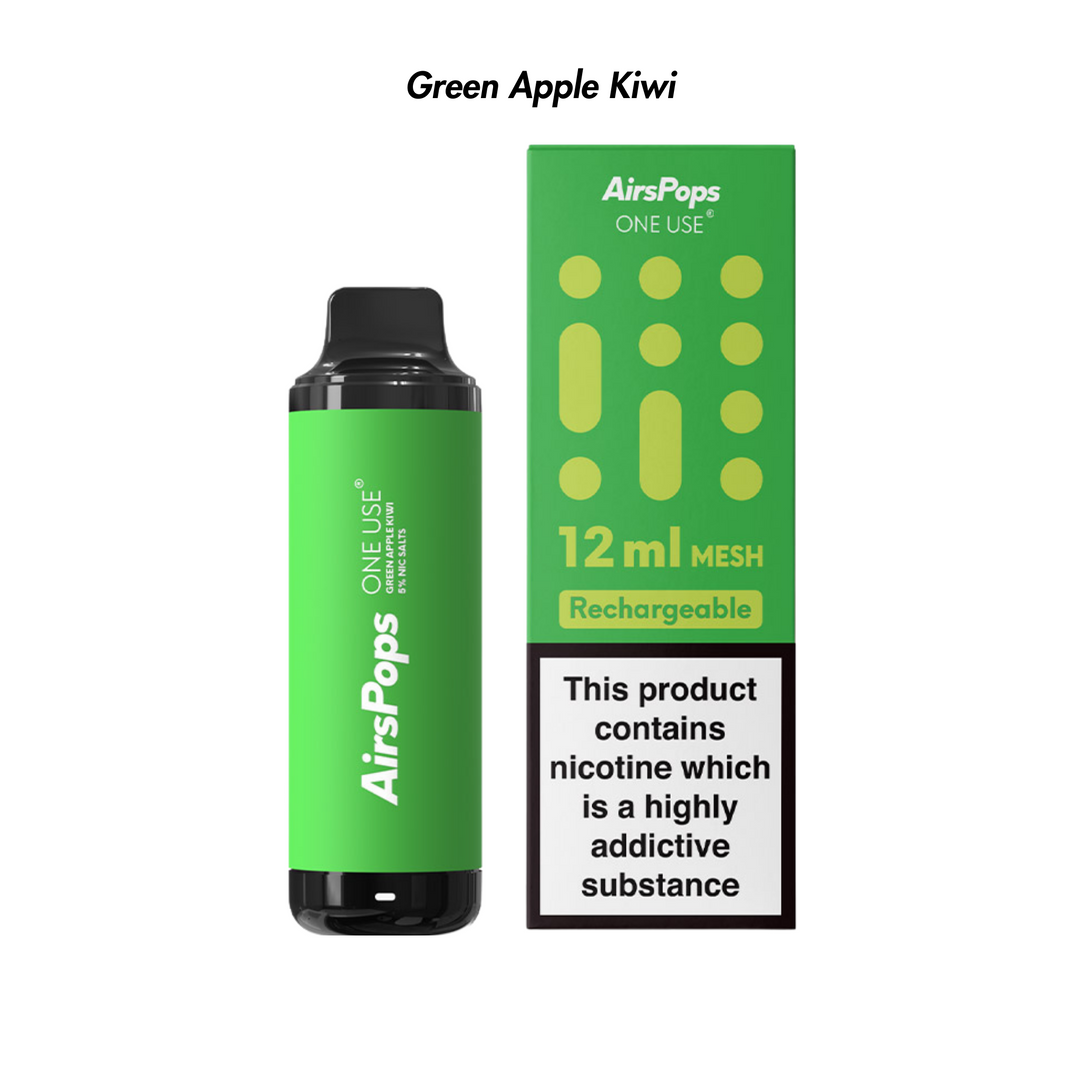 Green Apple Kiwi AirsPops ONE USE 12ml Disposable from The Smoke Organic Store with Fast Delivery in South Africa