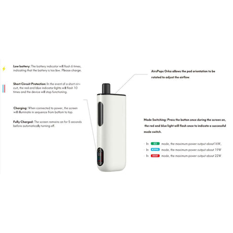 LCD screens explained on AirsPops ORKA device