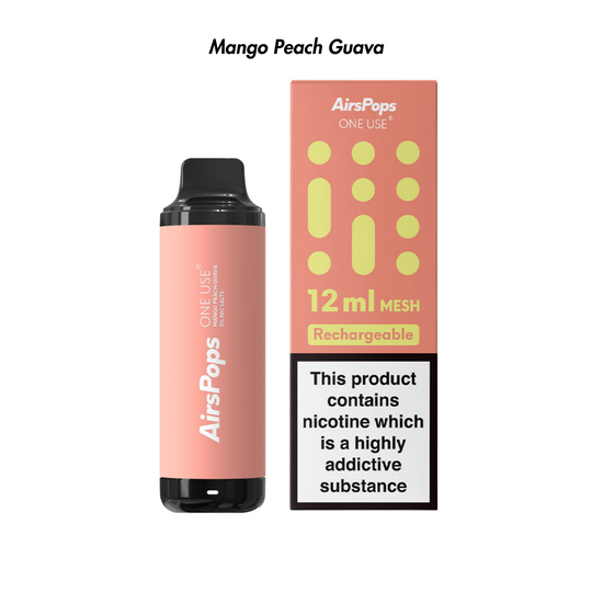 Mango Peach Guava Airscream AirsPops Rechargeable ONE USE 12ml - 5% | Airscream AirsPops | Shop Buy Online | Cape Town, Joburg, Durban, South Africa