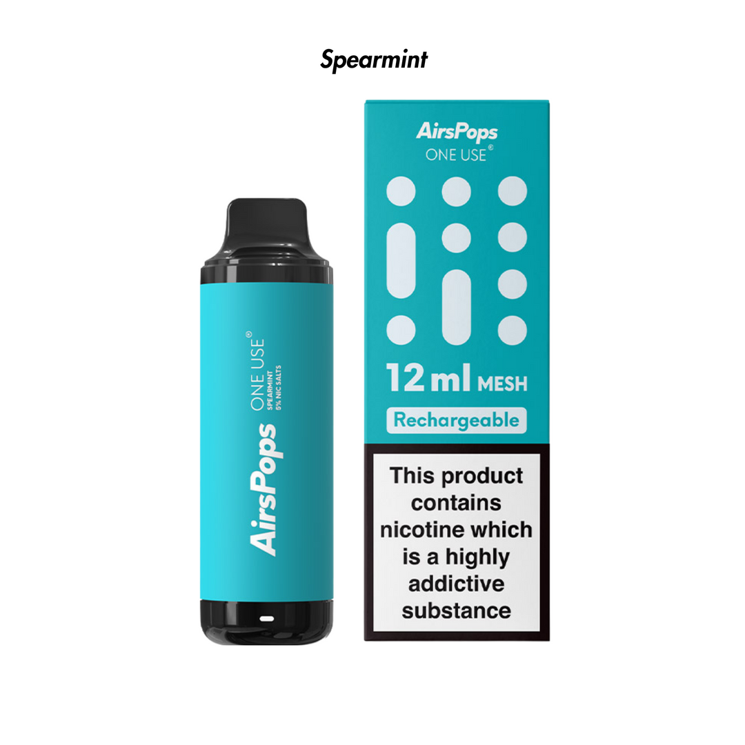 Spearmint AirsPops ONE USE 12ml Disposable from The Smoke Organic Store with Fast Delivery in South Africa