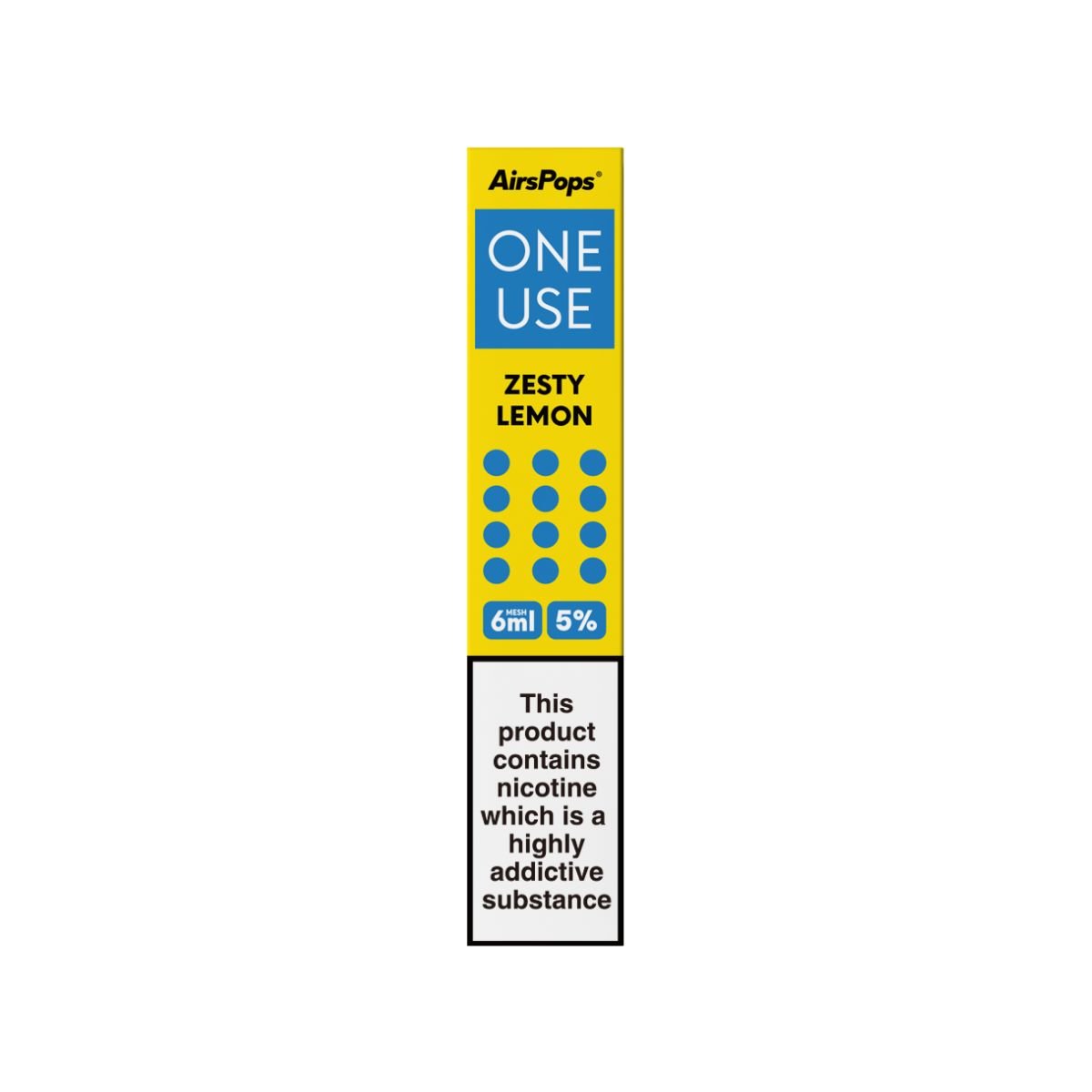 Zesty Lemon Airscream AirsPops ONE USE 6ml Disposable Vape - 5% front view