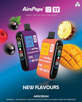 Blackcurrant Berry and Tropical Sunburst AirsPops ONE USE XV 15ml disposable vapes