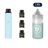 AirsPops Pro LITE bundle: Aqua Blue device, refillable pods and 313 Polar Mint 1.9% e-liquid