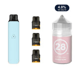 Aqua Blue AirsPops Pro LITE device, three refillable pods and 313 #28 Bubblegum e-liquid
