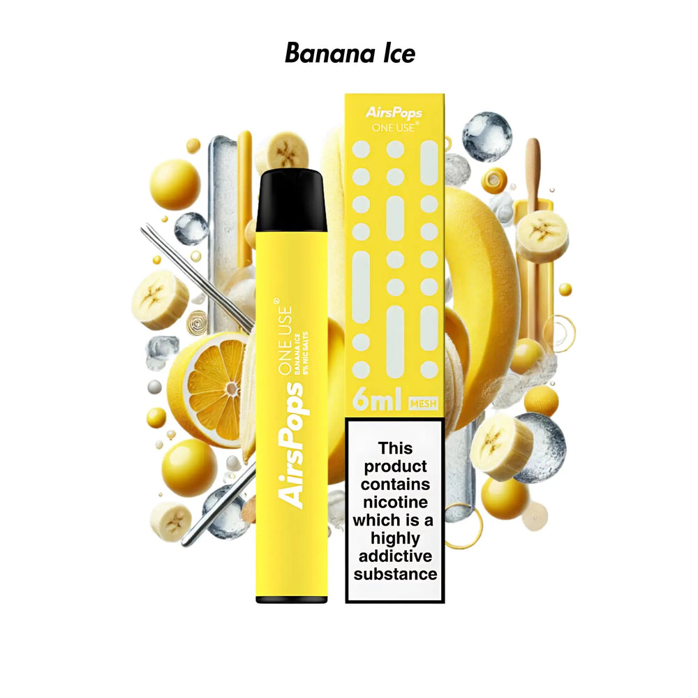 Banana Ice Airscream AirsPops ONE USE 6ml Disposable Vape - 5% | Airscream AirsPops | Shop Buy Online | Cape Town, Joburg, Durban, South Africa