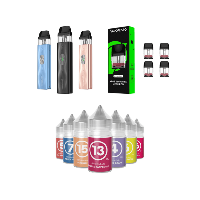 Black 0.4Ω (3ml) Vaporesso XROS Mini 4 Device, Refillable Pods and E - Liquid Bundle | Vaporesso | Shop Buy Online | Cape Town, Joburg, Durban, South Africa