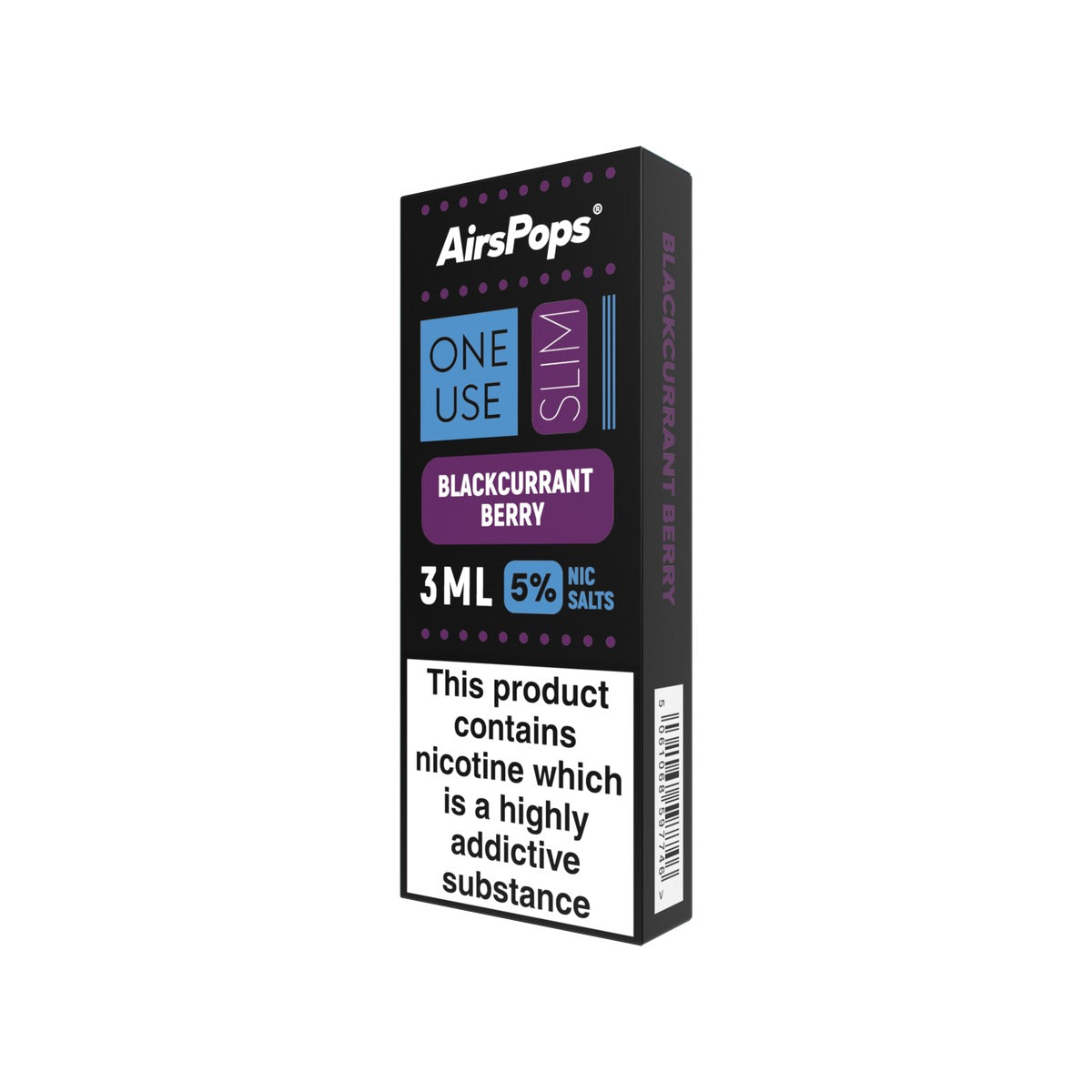 Blackcurrant Berry AirsPops ONE USE Slim 3ml disposable vape