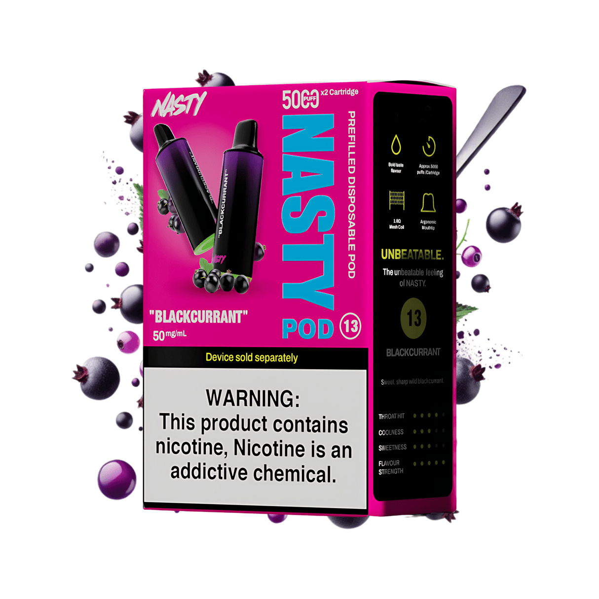 Blackcurrant Nasty PX10 Prefilled Disposable Pods 2 - Pack - 5% | NASTY | Shop Buy Online | Cape Town, Joburg, Durban, South Africa