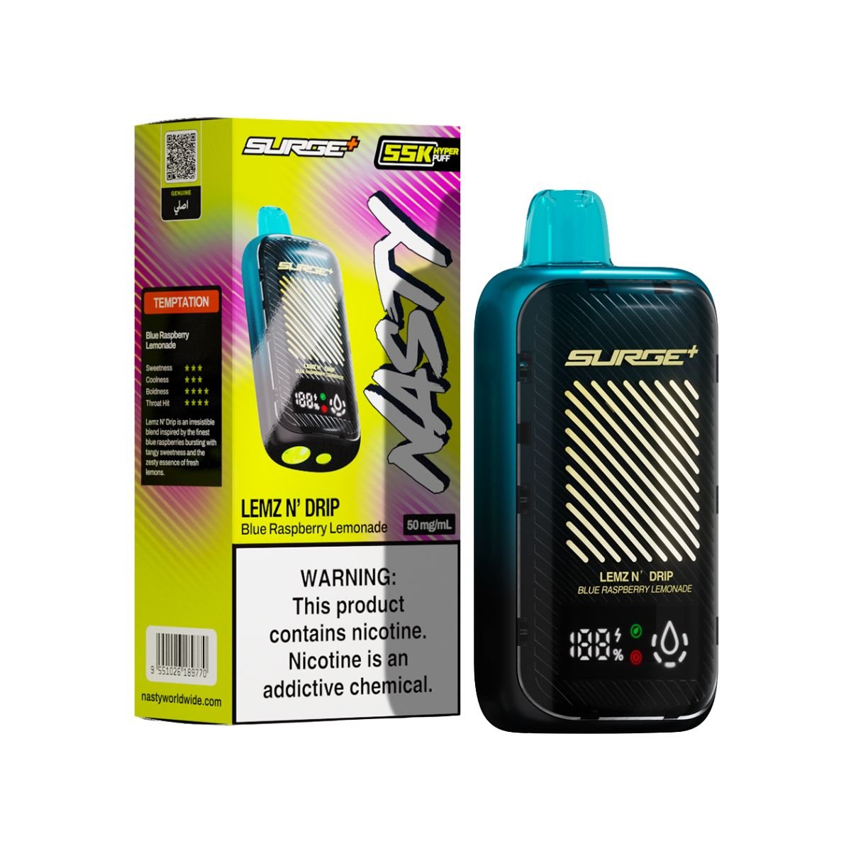 Blueberry Raspberry Lemonade Nasty Bar Surge 55k Disposable Vape - 5% | NASTY | Shop Buy Online | Cape Town, Joburg, Durban, South Africa