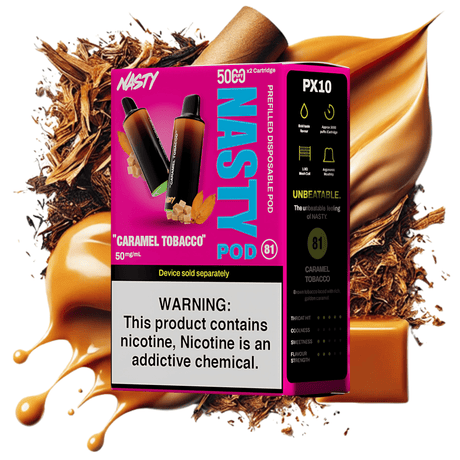 Caramel Tobacco Nasty PX10 Prefilled Disposable Pods 2 - Pack - 5% | NASTY | Shop Buy Online | Cape Town, Joburg, Durban, South Africa