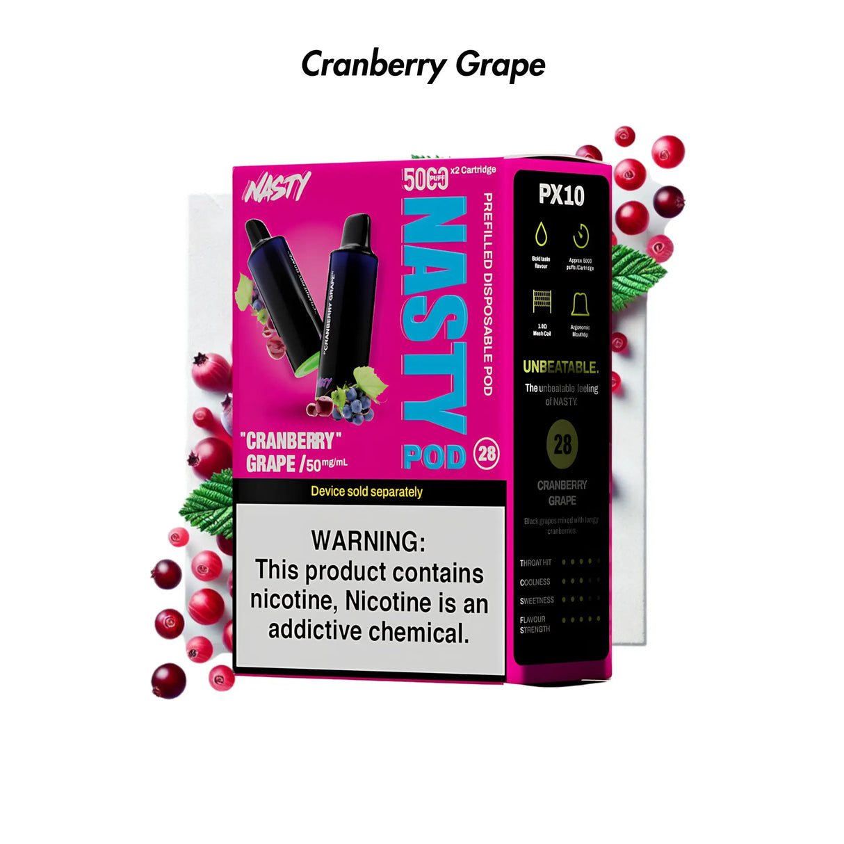 Cranberry Grape Nasty PX10 Prefilled Disposable Pods 2 - Pack | NASTY | Shop Buy Online | Cape Town, Joburg, Durban, South Africa