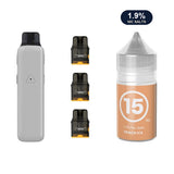 AirsPops Pro II bundle: Glossy Grey device, refillable pods and 313 Peach Ice 1.9% e-liquid