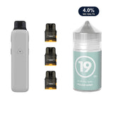 Glossy Grey AirsPops Pro II device, three refillable pods and 313 #19 Polar Mint e-liquid