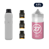 Glossy Grey AirsPops Pro II device, three refillable pods and 313 #27 Guava e-liquid