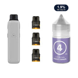 AirsPops Pro II bundle: Glossy Grey device, refillable pods and 313 Freezy Grape 1.9% e-liquid