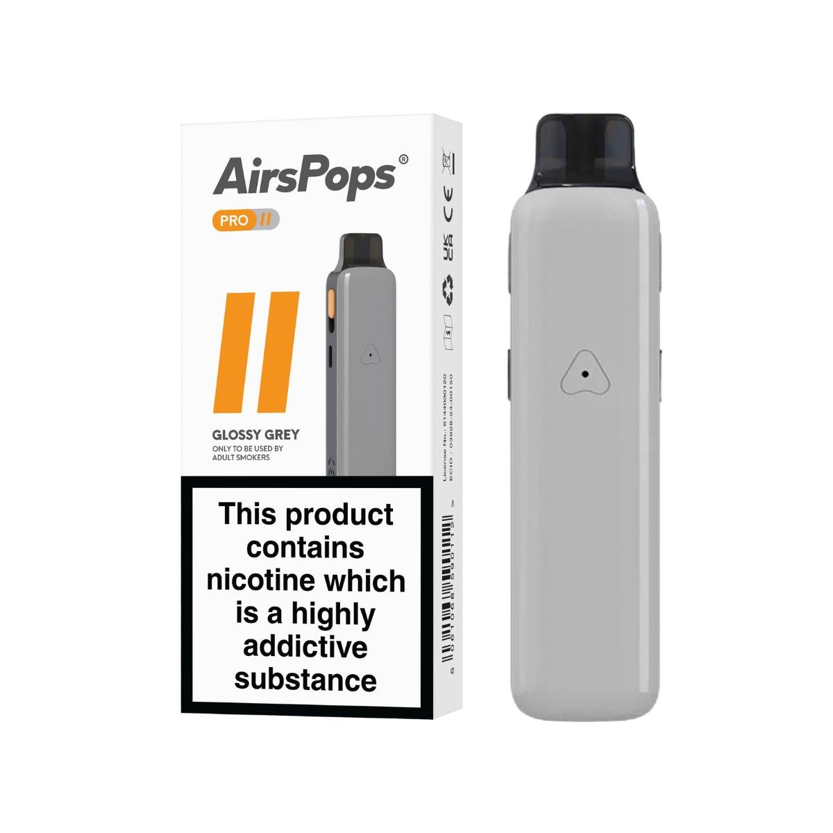 Glossy Grey AirsPops Airscream Pro II Device Starter Kit front view