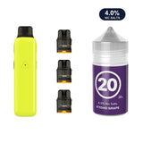 Glossy Yellow AirsPops Pro II device, three refillable pods and 313 #20 Kyoho Grape e-liquid