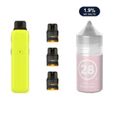 AirsPops Pro II bundle: Glossy Yellow device, refillable pods and 313 Bubblegum 1.9% e-liquid