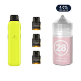 Glossy Yellow AirsPops Pro II device, three refillable pods and 313 #28 Bubblegum e-liquid