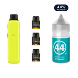Glossy Yellow AirsPops Pro II device, three refillable pods and 313 #44 Spearmint e-liquid