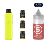 Glossy Yellow AirsPops Pro II device, three refillable pods and 313 #5 Ice Watermelon e-liquid