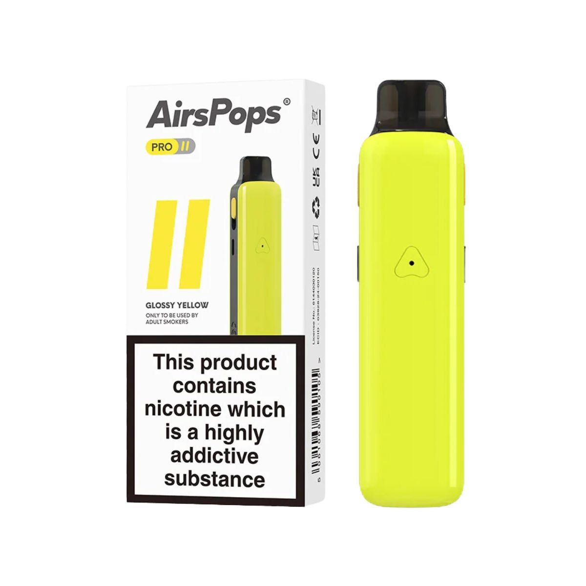 Glossy Yellow AirsPops Airscream Pro II Device Starter Kit front view