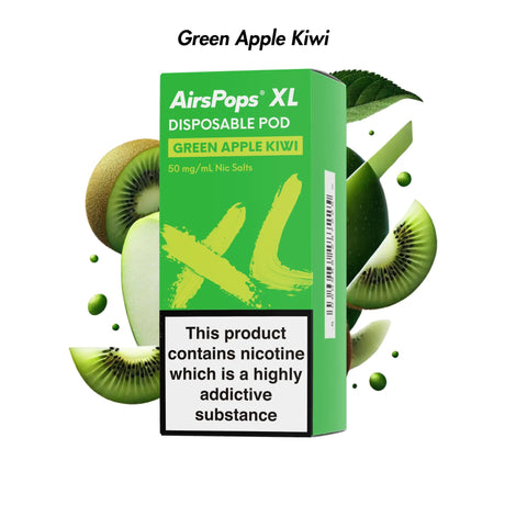 Green Apple Kiwi AirsPops XL Prefilled Disposable Pod 10ml - 5.0% | Airscream AirsPops | Shop Buy Online | Cape Town, Joburg, Durban, South Africa