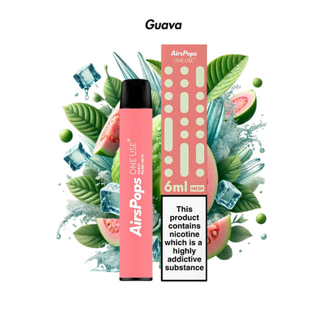 Guava Airscream AirsPops ONE USE 6ml Disposable Vape - 5% | Airscream AirsPops | Shop Buy Online | Cape Town, Joburg, Durban, South Africa