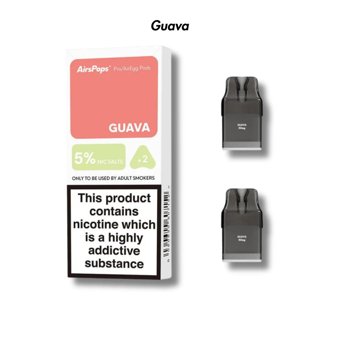 Guava 🆕 Airscream Pro/Pro LITE/AirEgg Prefilled Pods 2 - Pack - 5% | Airscream AirsPops | Shop Buy Online | Cape Town, Joburg, Durban, South Africa