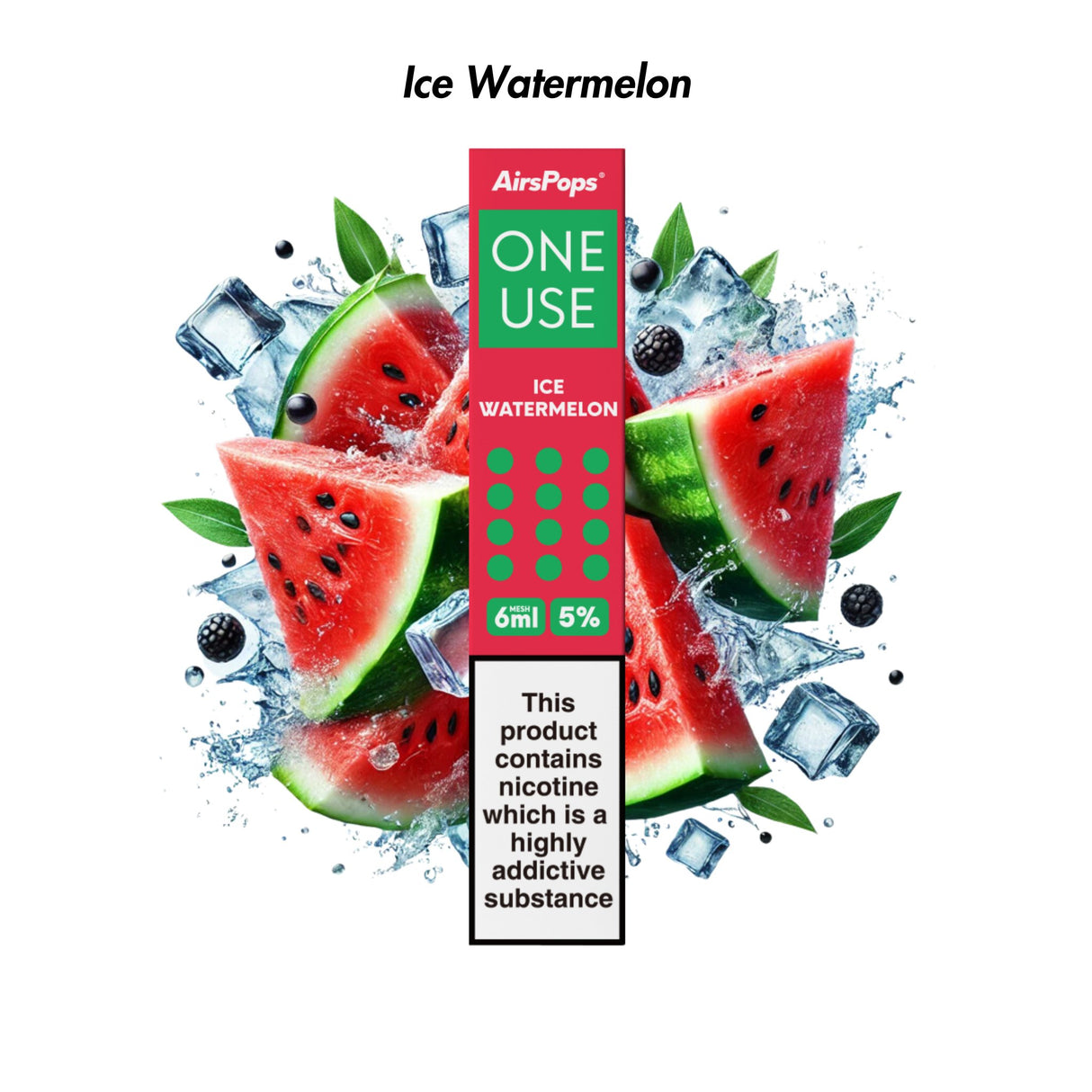 Ice Watermelon 🆕 Airscream AirsPops ONE USE 6ml Disposable Vape - 5% | Airscream AirsPops | Shop Buy Online | Cape Town, Joburg, Durban, South Africa