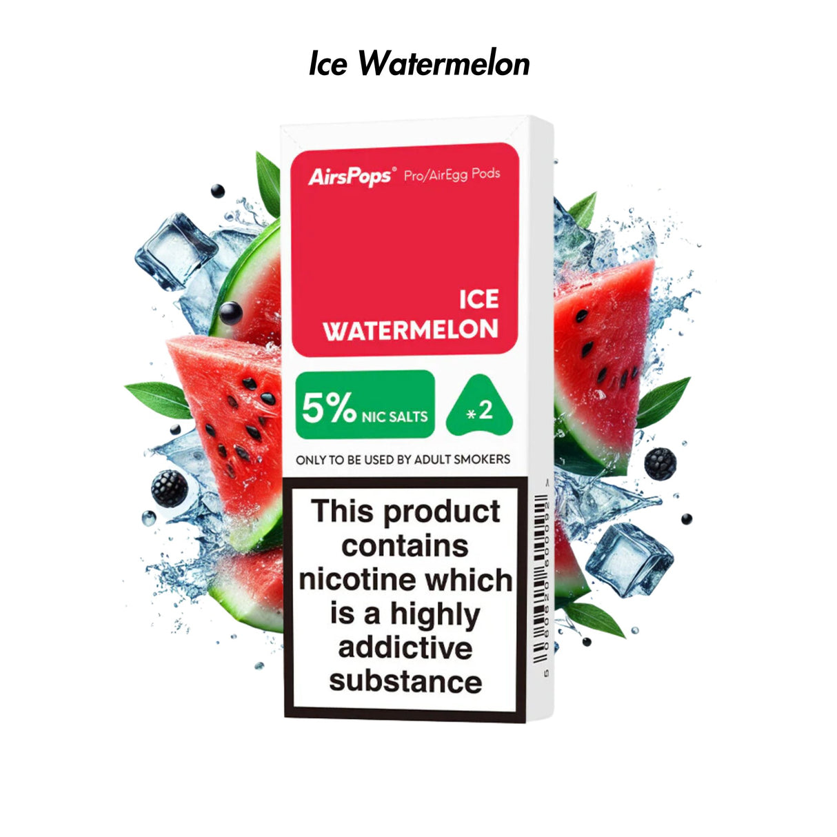 Ice Watermelon Airscream Pro/Pro LITE/AirEgg Prefilled Pods 2 - Pack - 5% | Airscream AirsPops | Shop Buy Online | Cape Town, Joburg, Durban, South Africa