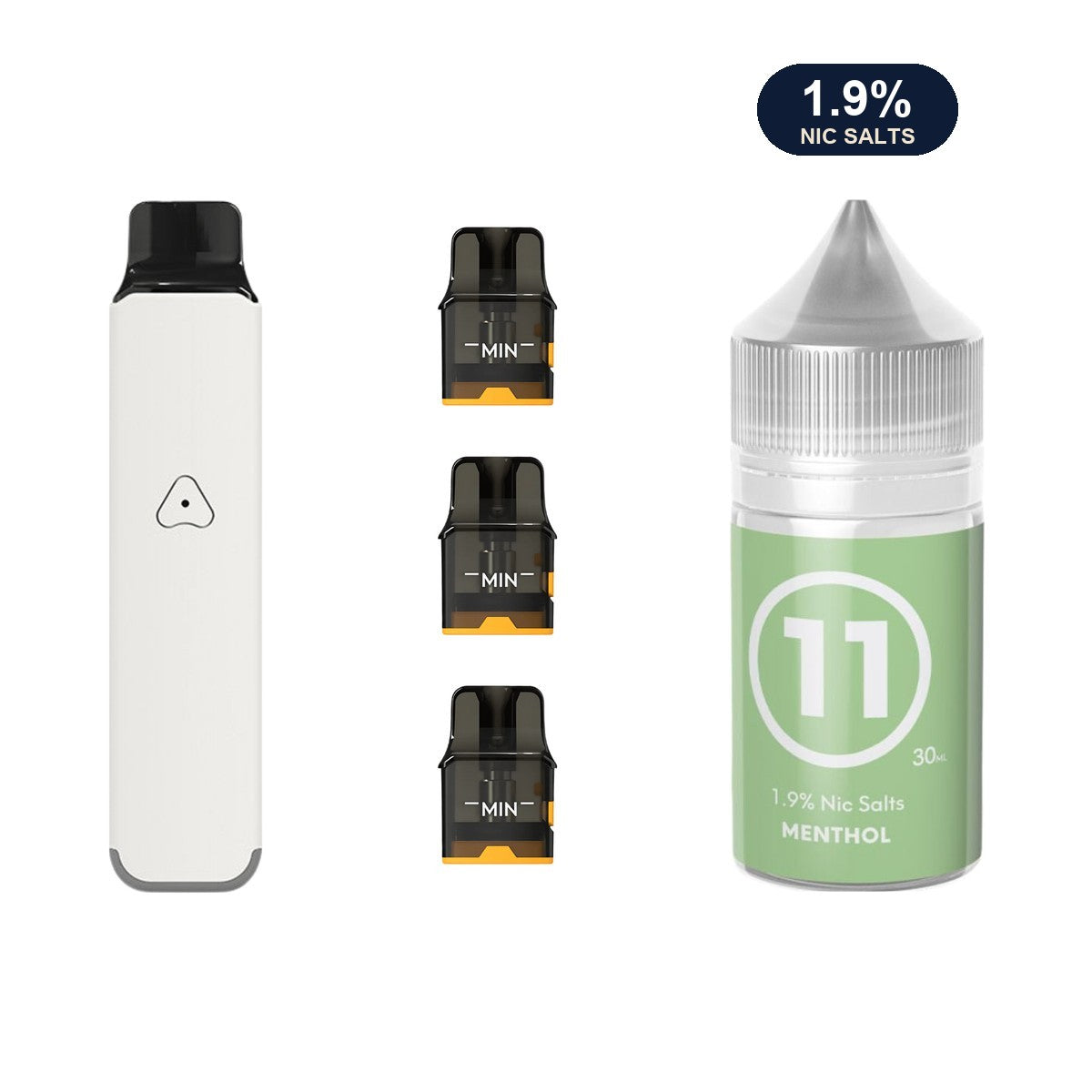 AirsPops Pro LITE bundle: Ivory White device, refillable pods and 313 Menthol 1.9% e-liquid