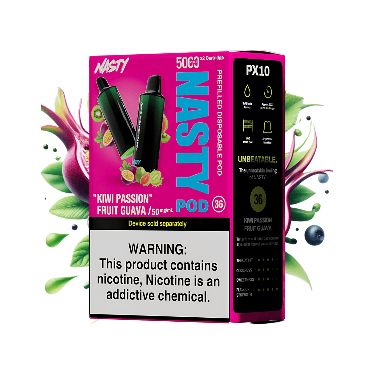 Kiwi Passion Fruit Guava Nasty PX10 Prefilled Disposable Pods 2 - Pack - 5% | NASTY | Shop Buy Online | Cape Town, Joburg, Durban, South Africa