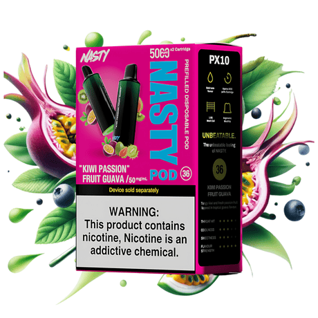 Kiwi Passion Fruit Guava Nasty PX10 Prefilled Disposable Pods 2 - Pack - 5% | NASTY | Shop Buy Online | Cape Town, Joburg, Durban, South Africa