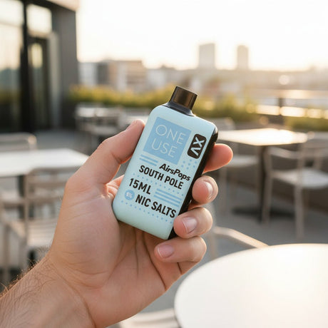 South Pole Airscream AirsPops ONE USE XV 15ml Disposable Vape - 5% on a balcony | Airscream AirsPops | Shop Buy Online | Cape Town, Joburg, Durban, South Africa