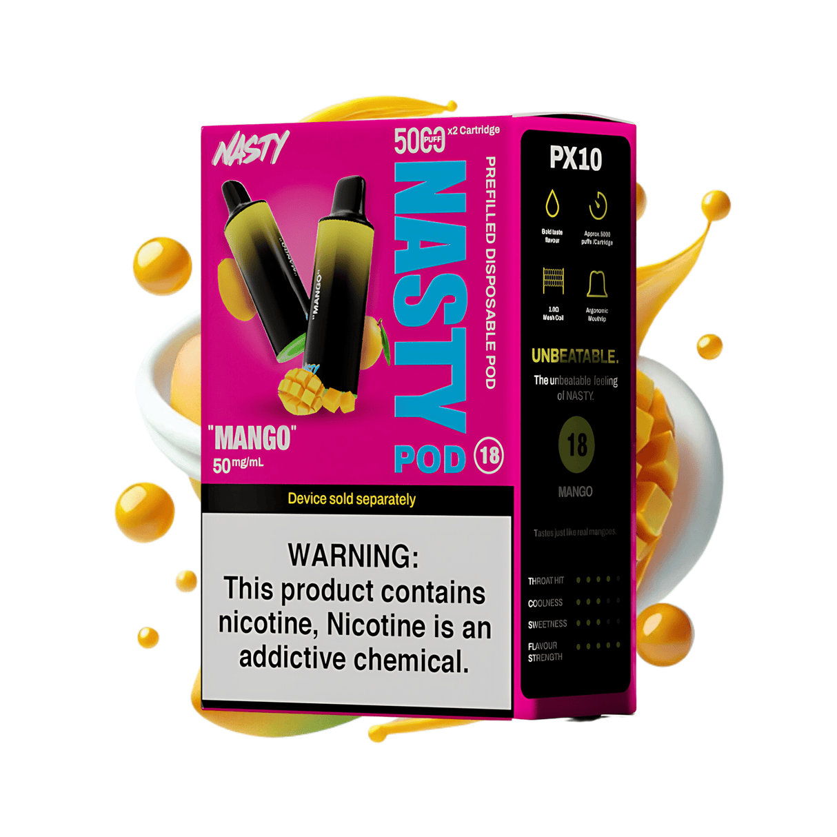 Mango Nasty PX10 Prefilled Disposable Pods 2 - Pack - 5% | NASTY | Shop Buy Online | Cape Town, Joburg, Durban, South Africa