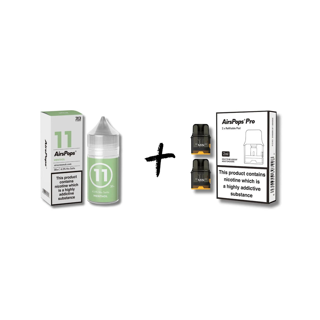 Menthol 313 AirsPops E - Liquid and Pro/Pro LITE/AirEgg Refillable Pods Bundle | Airscream AirsPops | Shop Buy Online | Cape Town, Joburg, Durban, South Africa