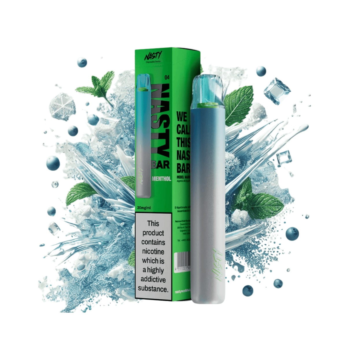 Menthol Nasty Bar DX2 600 Disposable Vape - 2% | NASTY | Shop Buy Online | Cape Town, Joburg, Durban, South Africa