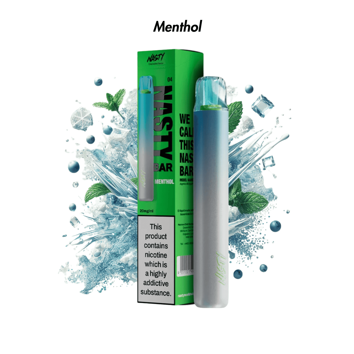 Menthol Nasty Bar DX2 600 Disposable Vape - 2% | NASTY | Shop Buy Online | Cape Town, Joburg, Durban, South Africa