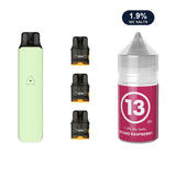 AirsPops Pro LITE bundle: Mint Green device, refillable pods and 313 Lychee Raspberry 1.9% e-liquid