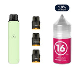 AirsPops Pro LITE bundle: Mint Green device, refillable pods and 313 Pink Crystal 1.9% e-liquid