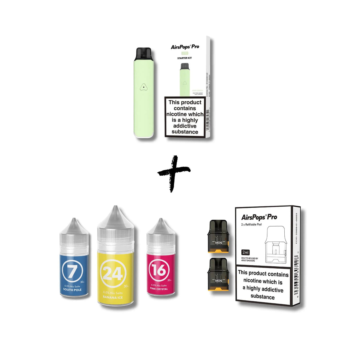 Mint Green Banana Ice Airscream Pro LITE Device, Refillable Pods, and E - Liquid Bundle | Airscream AirsPops | Shop Buy Online | Cape Town, Joburg, Durban, South Africa