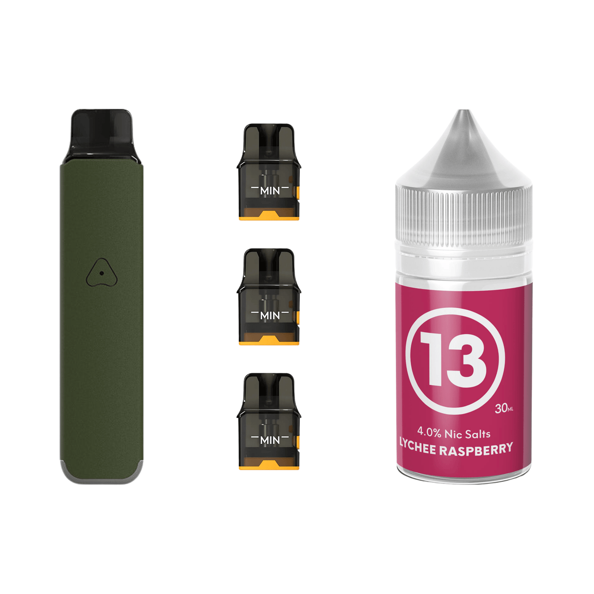 Ranger Green #13 Lychee Raspberry Airscream Pro LITE Device, Refillable Pods and E - Liquid Bundle | Airscream AirsPops | Shop Buy Online | Cape Town, Joburg, Durban, South Africa