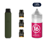 AirsPops Pro LITE bundle: Ranger Green device, refillable pods and 313 Pink Crystal 1.9% e-liquid