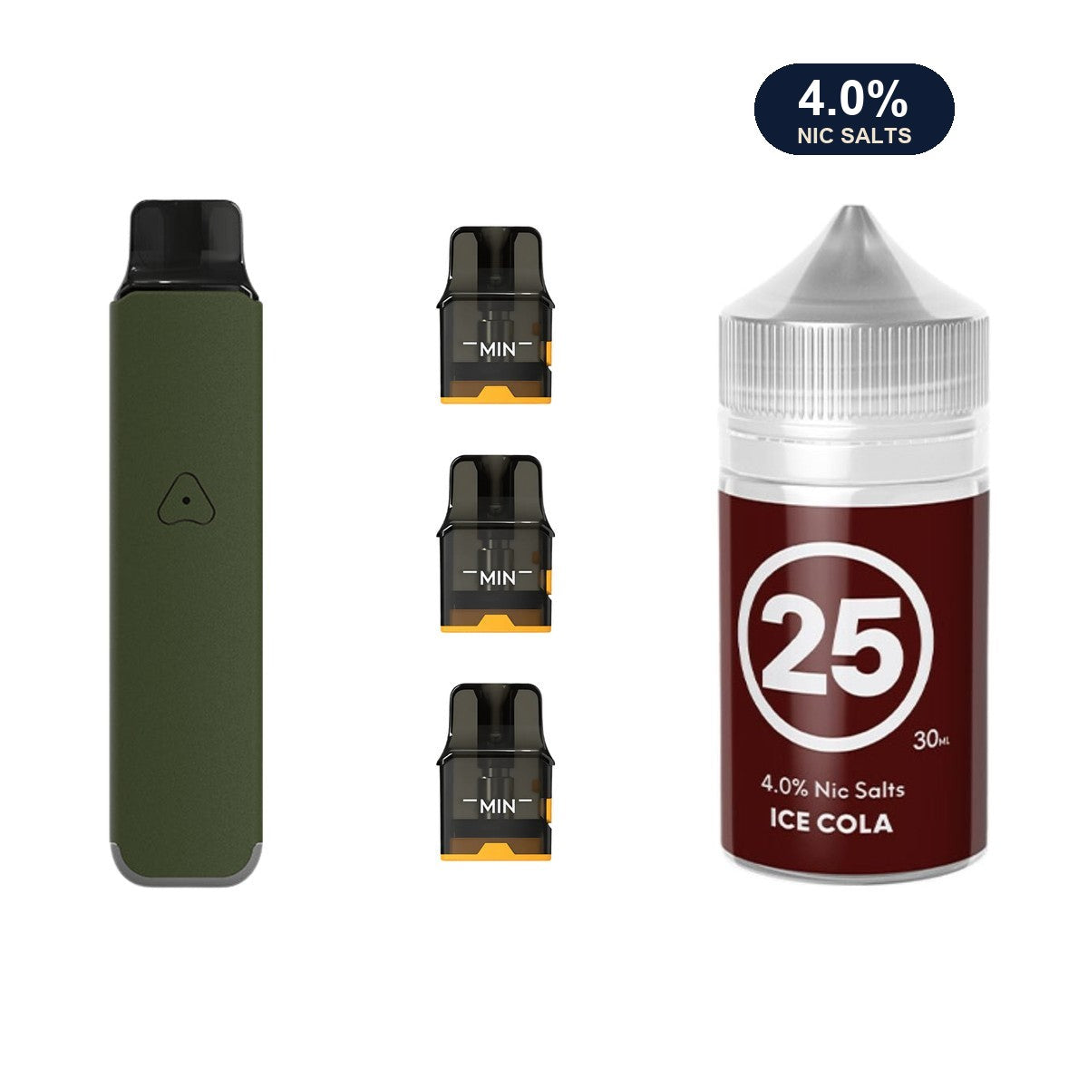 Ranger Green AirsPops Pro LITE device, three refillable pods and 313 #25 Ice Cola e-liquid