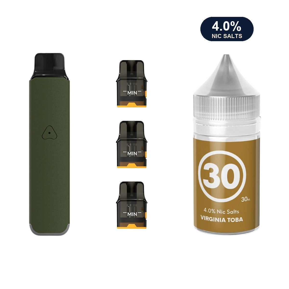 Ranger Green AirsPops Pro LITE device, three refillable pods and 313 #30 Virginia Toba e-liquid
